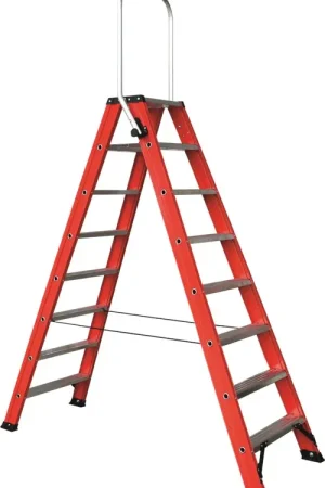 Kelfort DUBBELE TRAP 2X8TR 2.00M ROOD GECOAT MET OPKLAPBARE BEUGEL Direct Verzonden