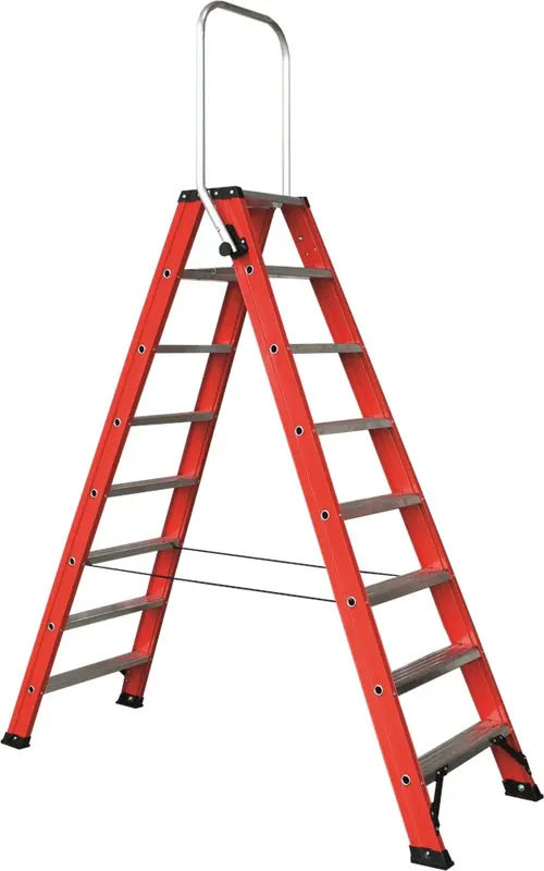 Kelfort DUBBELE TRAP 2X8TR 2.00M ROOD GECOAT MET OPKLAPBARE BEUGEL Direct Verzonden