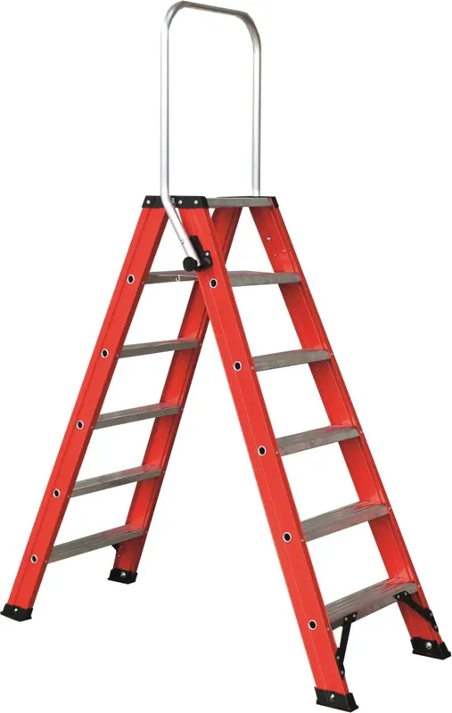 Rechtstreeks Van De Fabrikant Kelfort DUBBELE TRAP 2X6TR 1.50M ROOD GECOAT MET OPKLAPBARE BEUGEL