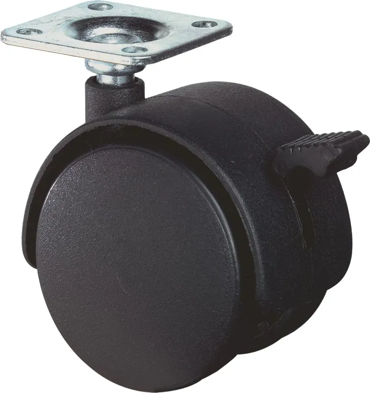 Kelfort MEUBELWIEL ZWART 40MM + REM BEVESTIGINGSPLAAT 42X42MM Favoriet