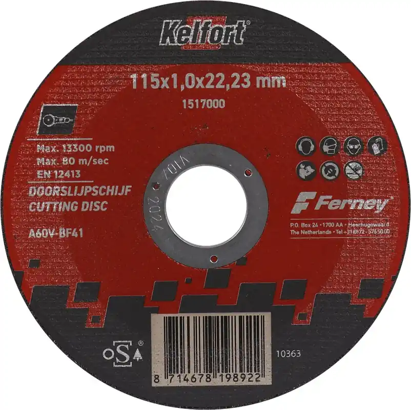 Bestel Nu Kelfort DOORSLIJPSCHIJF DUN 115X1.0MM VLAK VOOR STAAL/RVS
