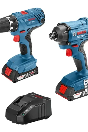 Aanbieding BOSCH COMBIPACK 18V GSR + GDR ACCU TOOLKGSR 18V-21, GDR 18V-160, 2X 2,0 AH, LADE