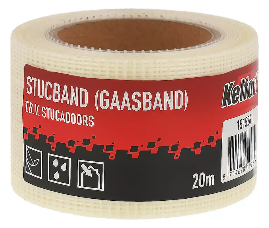 Kelfort STUCBAND (GAASBAND) 100M 50MM 0,15MM WIT ACRYLAAT - GLASVEZEL Direct Beschikbaar