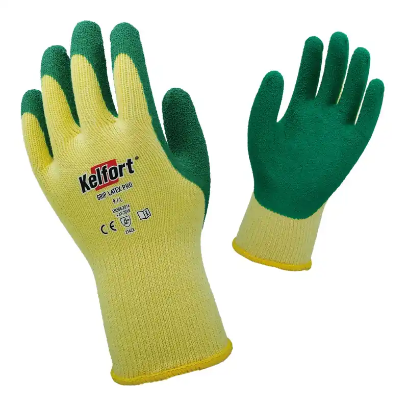Laatste Kans Kelfort WERKHANDSCHOEN GRIP LATEX - MAAT XXL(11)GEEL/GROEN