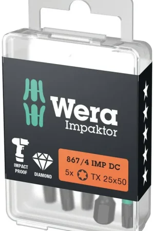 WERA BIT "IMPAKTOR" TX25 50MM 1/4" -5 STDIN3126 E6,3 - IMPACT BIT Populair