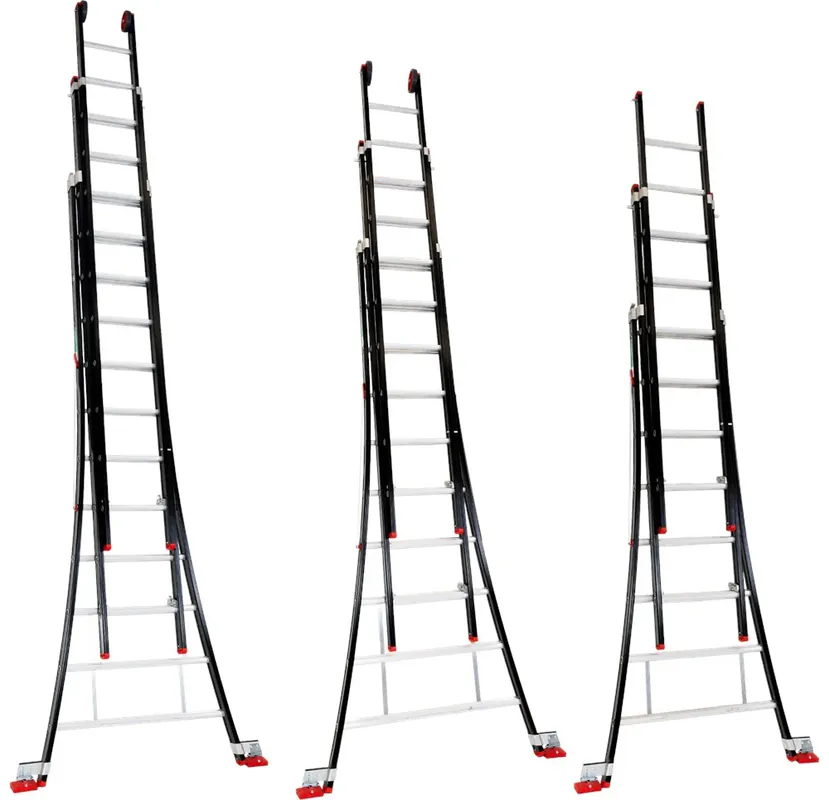 Kelfort REFORMLADDER ALU/ZWART 3X8 ‘MAGNUS‘ ZWART GECOAT WH=6,1M SH=5,25M Rechtstreeks Van De Fabrikant