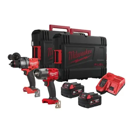 Flitsaanbieding Milwaukee M18 FPP2F3-502X M18 FUEL Combiset Slagboormachine + Slagmoersleutel
