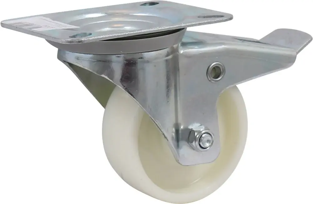 Kelfort ZWENKWIEL WIT MET ROLLAGER 80MM MET REM EN BEVESTIGINGSPLAAT Dagaanbieding