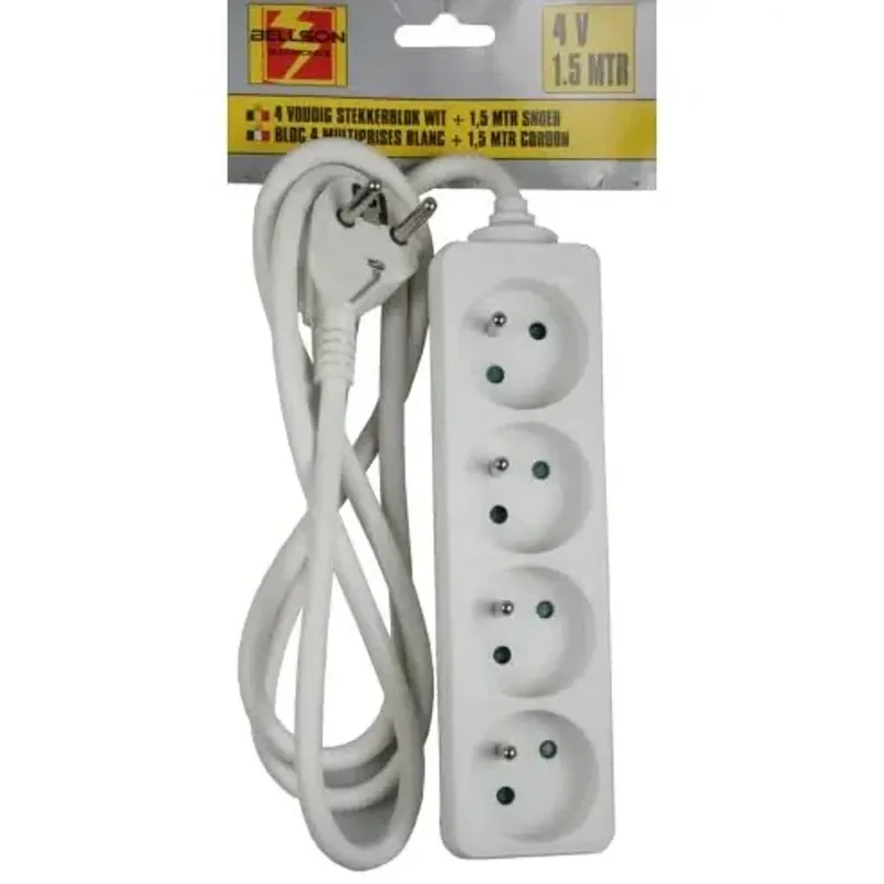 Premium Benson Tafelcontactdoos 4 voudig + randaarde + 1.5 meter 2R 2P