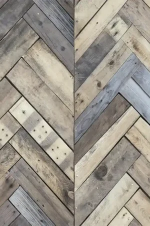 DUTCH WALLCOVERINGS Vliesbehang – Houten Visgraatmotief Speciale Aanbieding