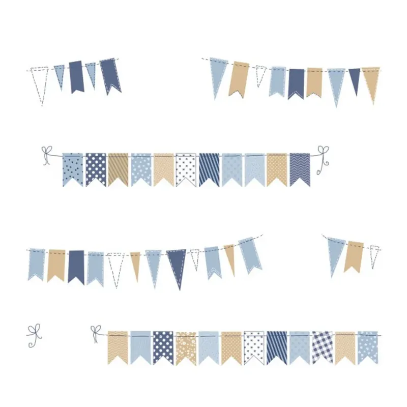 Hete Deal Rasch Favola Vliesbehang Vlaggenlijn Blauw 303206