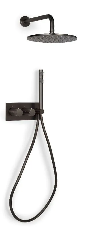Weekendaanbieding Blue Label Brondby douchesysteem horizontaal met houder incl. inbouwdeel, gun metal FK-003-H-GM