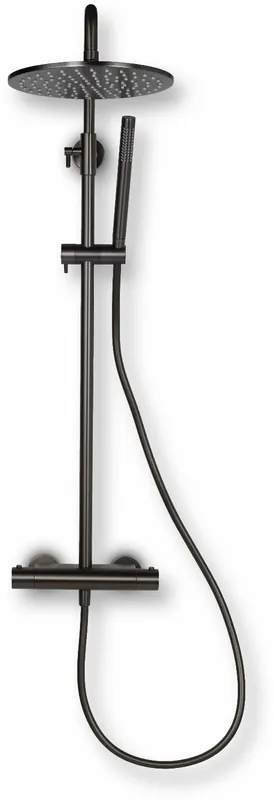 Alleen Vandaag Blue Label Brondby douchesysteem in hoogte verstelbaar, thermostatisch, messing hoofddouche 25cm, gun metal