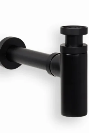 Blue Label Brondby messing design sifon 1 1/4", inclusief muurbuis, mat zwart Bestseller