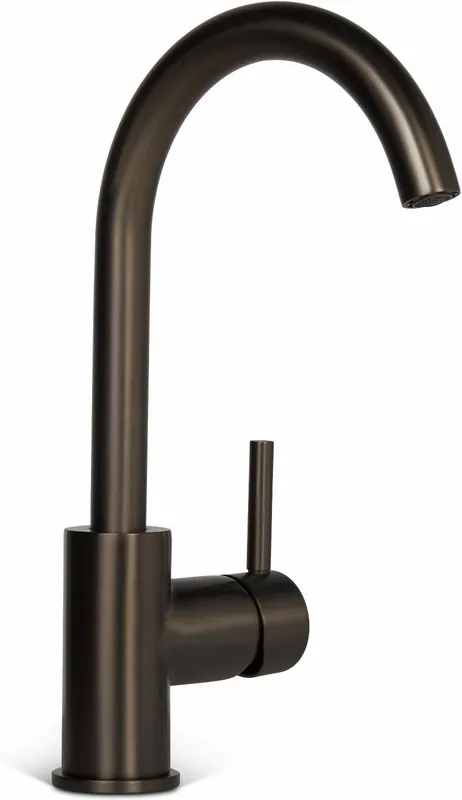 Blue Label Brondby wastafelkraan C-uitloop cold start gun metal FK-0329-GM Premium