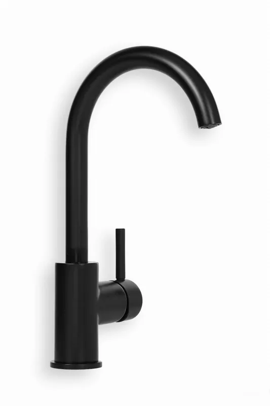 Exclusieve Aanbieding Blue Label Brondby wastafelkraan C-uitloop cold start mat zwart FK-0329-BL