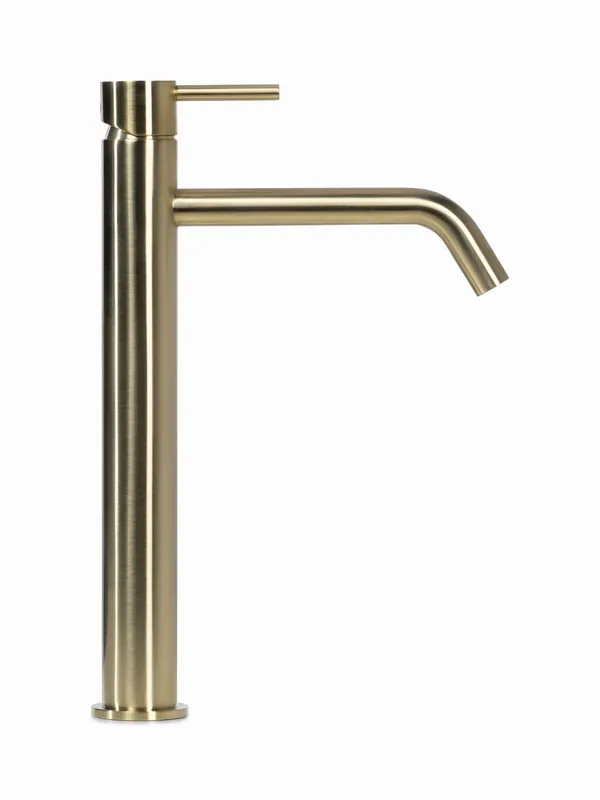 Laatste Versie Blue Label Brondby wastafelkraan high rise cold start geborsteld goud FK-0326-BB