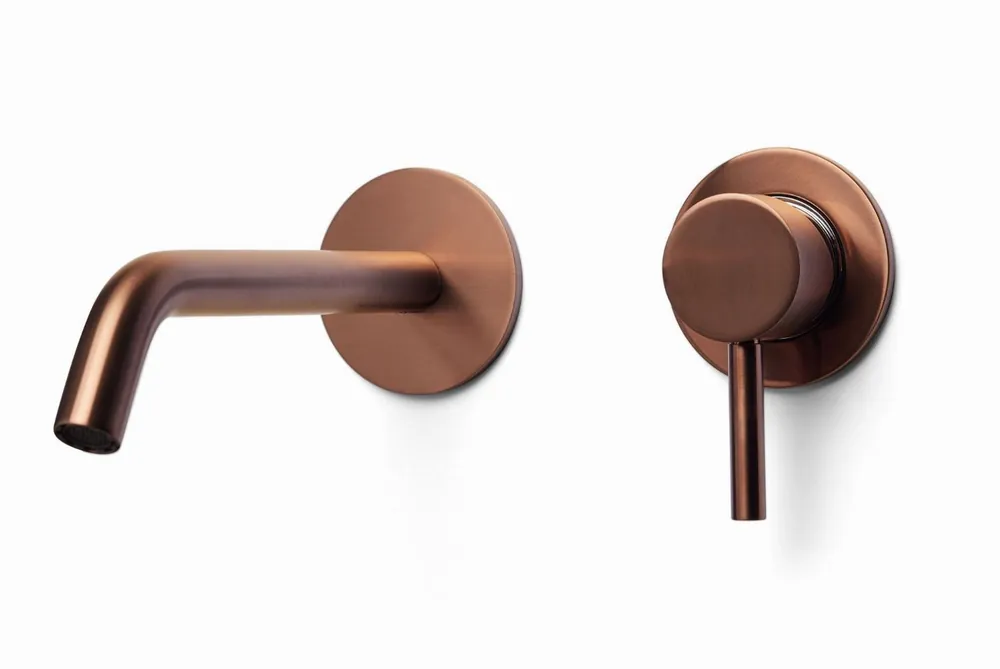 Blue Label Brondby wastafelkraan wand 18cm cold start incl. inbouwdeel geborsteld brons FK-0322-BR Weekendaanbieding