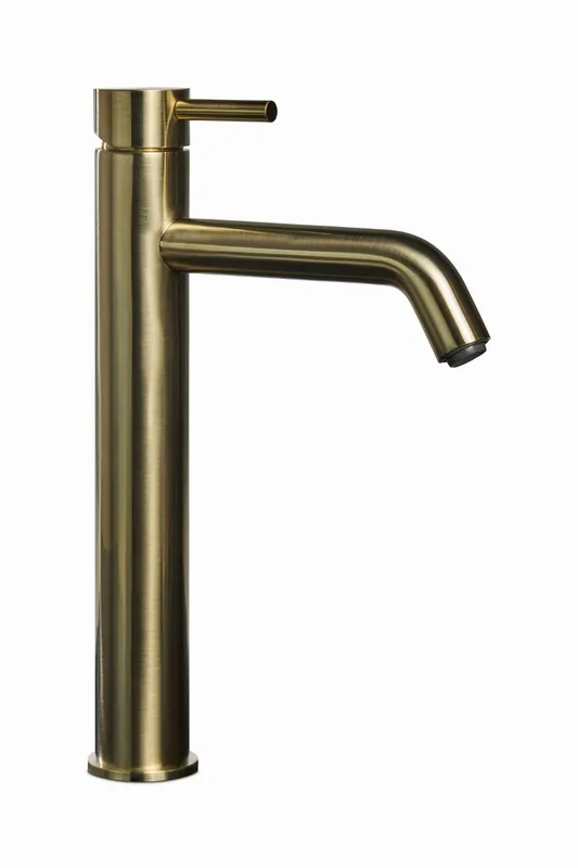 Blue Label Brondby XL wastafelkraan high rise cold start, geborsteld goud FK-0326XL-BB Snelle Levering