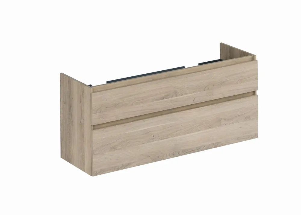 Blue Label Mette onderkast 2x lade, greeploos, 2x greeplijst in kleur meubel, 2x uitsparing 140cm urban oak 60x140x9 (hxbxd) Flitsaanbieding