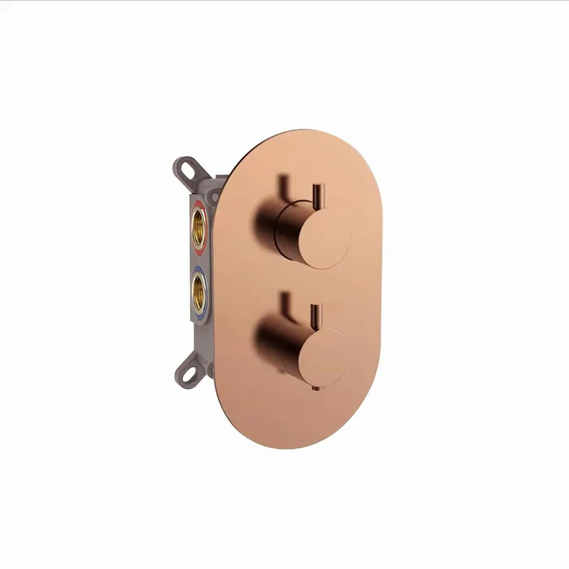 Koop Online Blue Label Skive inbouw douchethermostaat met 2-weg omstelling, ovale afdekplaat, geborsteld brons FK-C23-2-BR