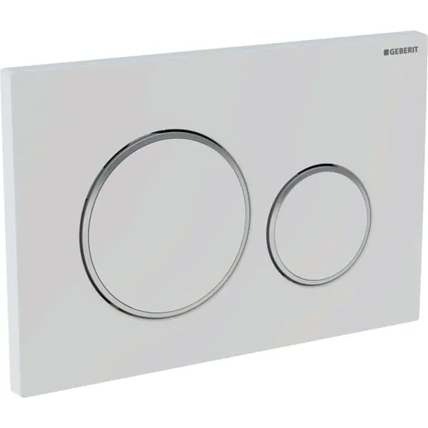 Geberit Sigma 20 bedieningspaneel DF frontbediend 24.6x16.4cm t.b.v. inbouwreservoir 8 en 12cm mat wit/glans verchr./mat wit 115882JT1 Meest Verkocht