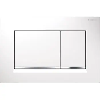 Geberit Sigma 20 bedieningspaneel DF frontbediend 24.6x16.4cm t.b.v. inbouwreservoir 8 en 12cm wit/glans verchr./wit 115883KJ1 Beperkte Voorraad