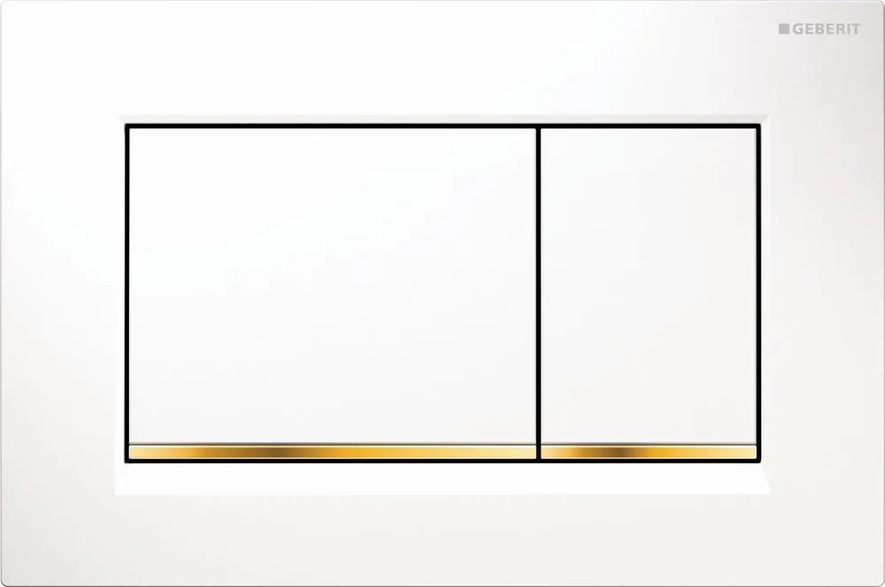 Beperkt Aanbod Geberit Sigma 20 bedieningspaneel DF frontbediend 24.6x16.4cm t.b.v. inbouwreservoir 8 en 12cm wit/goud effect/wit 115883KK1