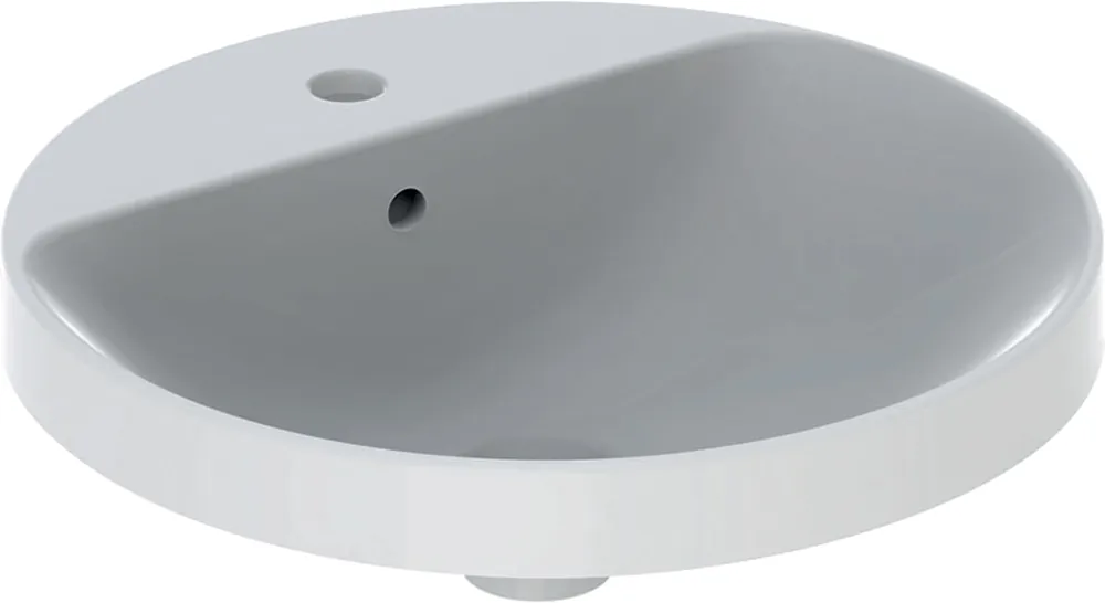 Geberit VariForm wastafel rond overloop m. kraangat 48x48x18cm wit 500.704.01.2 Seizoensaanbieding