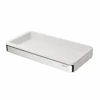 Geesa Frame Planchet met witte inzet plat staf verchroomd messing 210x25x108mm (HxBxD) 91880202 Shop Nu