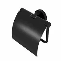 Geesa Nemox Black toiletrolhouder met klep mat zwart 91650806 Lage Prijs