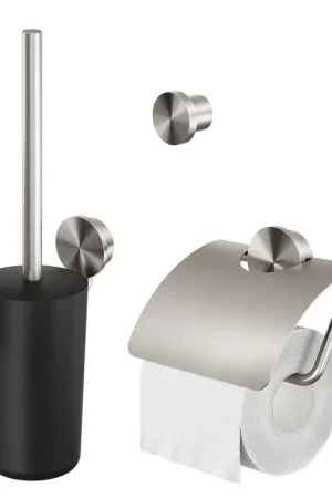 Uitverkoop Geesa Opal toiletaccessoireset 3 in 1, RVS geborsteld