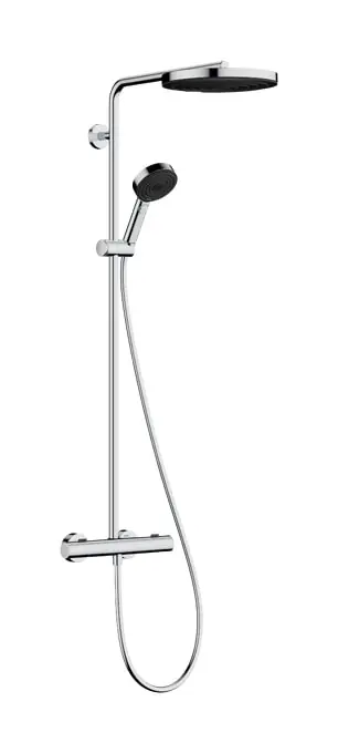 Hansgrohe Pulsify Puro 1jet showerpipe ecosmart 260 m. douchethermostaat HOH=15cm, 3jet handdouche en doucheslang 160cm chroom 24237000 Voordeelprijs