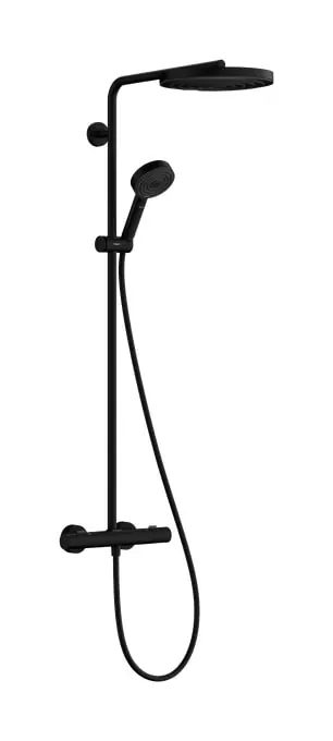 Hansgrohe Pulsify Puro 1jet showerpipe ecosmart 260 m. douchethermostaat, HOH=15cm, 3jet handdouche en doucheslang 160cm mat zwart 24237670 Gereduceerde Prijs