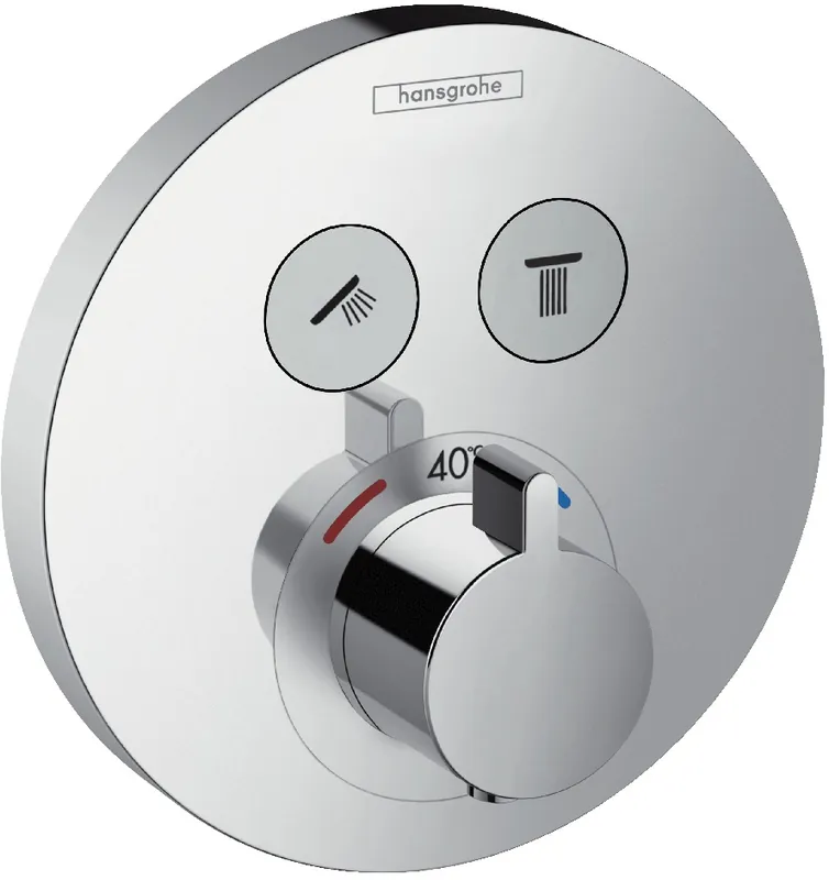 Hansgrohe ShowerSelect S afbouwdeel v. inbouw thermostaat m. 2 stopkranen v. 2 functies chroom 15743000 Gratis Retour