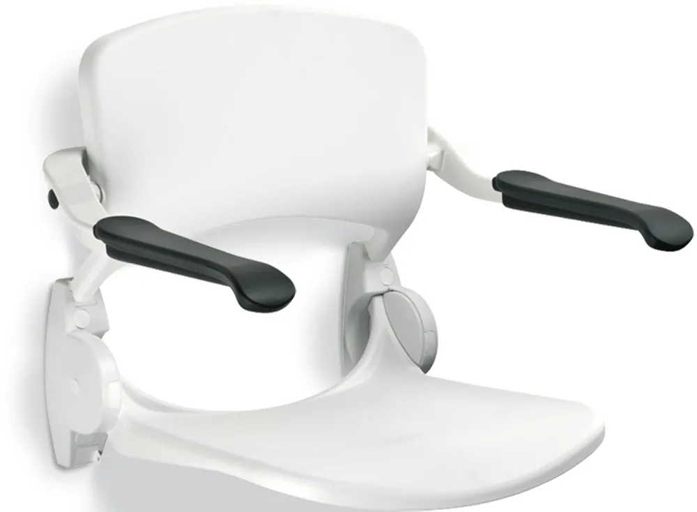 Linido douchezitting opklapbaar met rugleuning en armleggers kunststof wit (RAL9010) LI2203.2006-02 Direct Verzonden