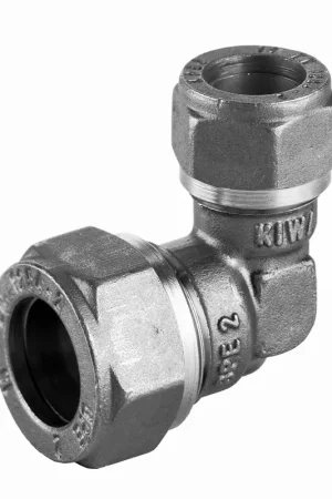 Voordeelprijs Ankofit, Kniekoppeling, 90 graden, messing, vernikkeld, 10mm x 12mm (knelring x knelring)