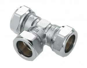 Bonfix 82502 T-stuk 22 mm vernikkeld Favoriet