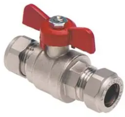 Bonfix CV kogelkraan / kogelafsluiter 22mm knel. Met rode vlinder greep messing verchroomd 92797 Veilige Betaling