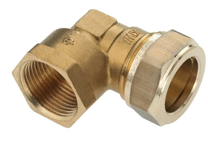 Premium Bonfix Knelfitting messing knie koppeling 90gr 22mm x 1" (knel x binnendraad) 82594