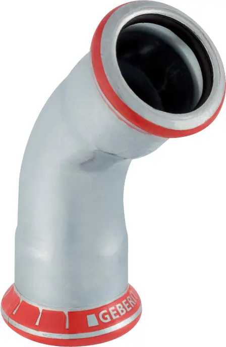 Must-Have Geberit Mapress bocht, 45 graden, 1-delig, C-staal, met CIIR afdichtring, 22mm x 22mm (persmof x persmof) 20604