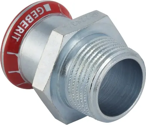 Geberit Mapress puntstuk 1-delig C-staal met CIIR afdichtring 22mm x R1/2" (persmof x buitendraad) 21715 Merkproduct
