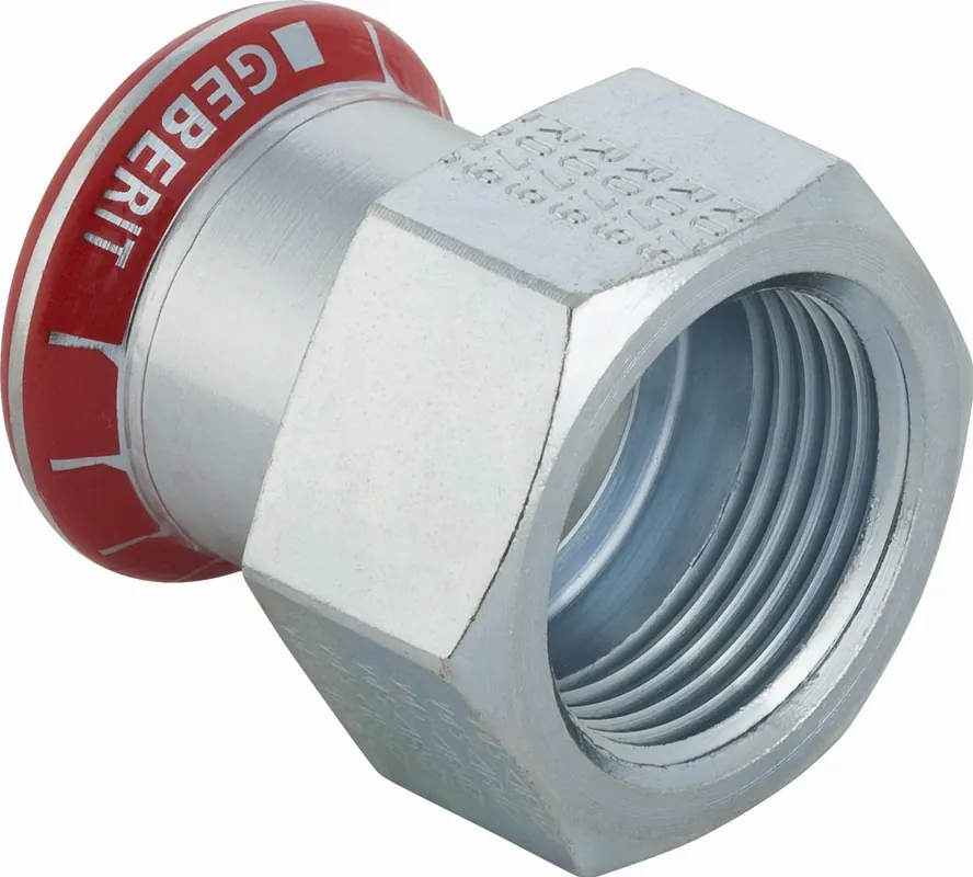 Geberit Mapress schroefbus recht 1-delig C-staal met CIIR afdichtring 15mm x RP1/2" (persmof x binnendraad) 21802 Tijdelijk Beschikbaar