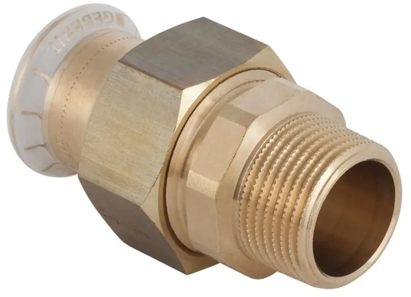 Geberit Mapress, 3D koppeling, recht, 3-delig, brons, met CIIR afdichtring, 22mm x R1" (persmof x buitendraad) Actieprijs