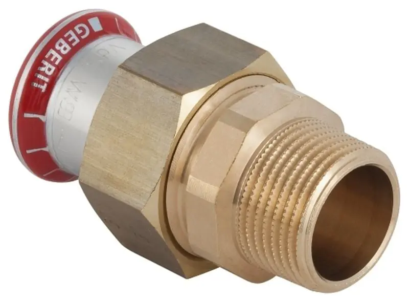 Populair Geberit Mapress, 3D koppeling, recht, 3-delig, C-staal, met CIIR afdichtring, 15mm x R1/2" (persmof x buitendraad)