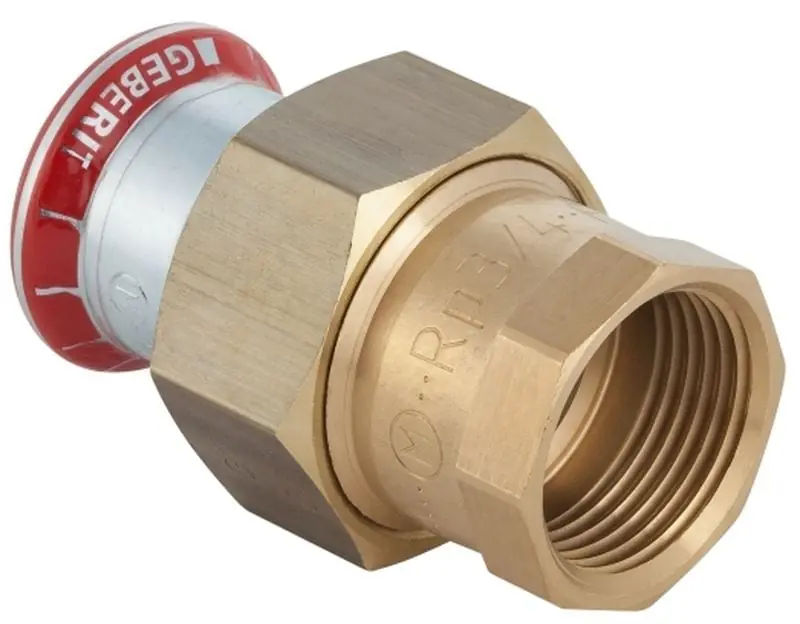 Geberit Mapress, 3D koppeling, recht, 3-delig, C-staal, met CIIR afdichtring, 22mm x RP3/4" (persmof x binnendraad) Laatste Kans