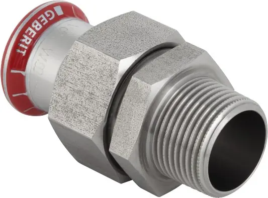 Laatste Kans Geberit Mapress, 3D koppeling, recht, 3-delig, C-staal, met CIIR afdichtring, 35mm x R1.1/4" (persmof x buitendraad)
