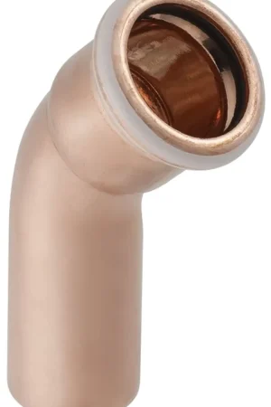 Alleen Vandaag Geberit Mapress, Bocht, 45 graden, 1-delig, koper, met CIIR afdichtring, 15mm x 15mm (schuifeind x persmof)