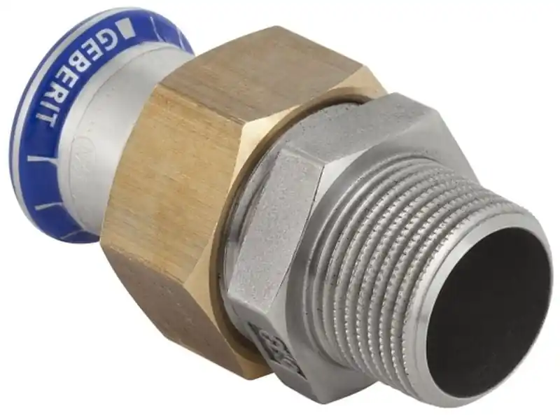 Geberit Mapress, 3D koppeling, recht, 3-delig, RVS 316, met CIIR afdichtring, 28mm x R1" (persmof x buitendraad) Bestel Nu