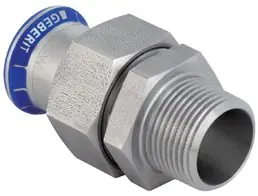 Geberit Mapress, 3D koppeling, wartel, recht, 3-delig, RVS 316, met CIIR afdichtring, 22mm x R3/4" (persmof x buitendraad) Direct Beschikbaar
